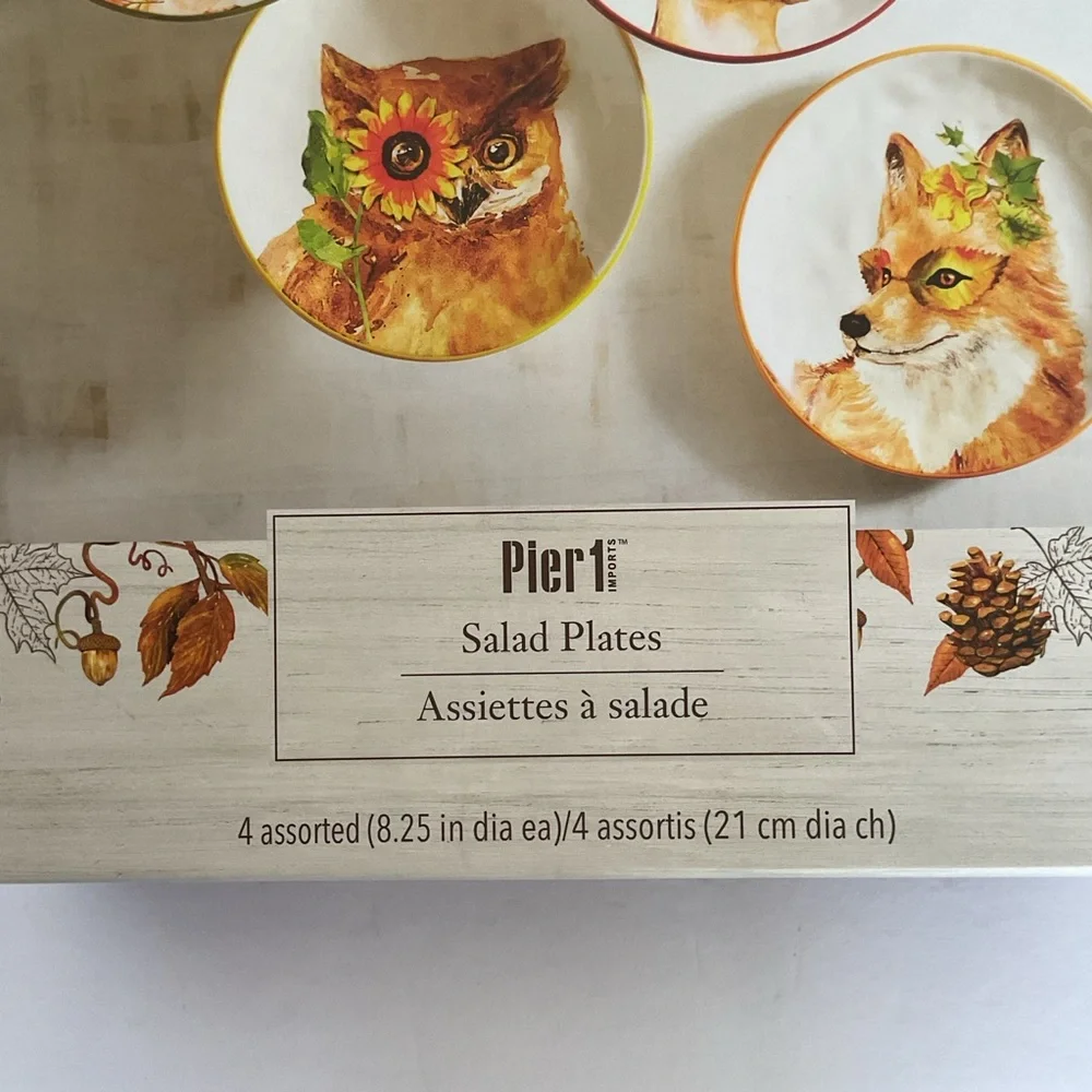 Pier 1 Harvest Garden Critters Salad Plates set of four NWT